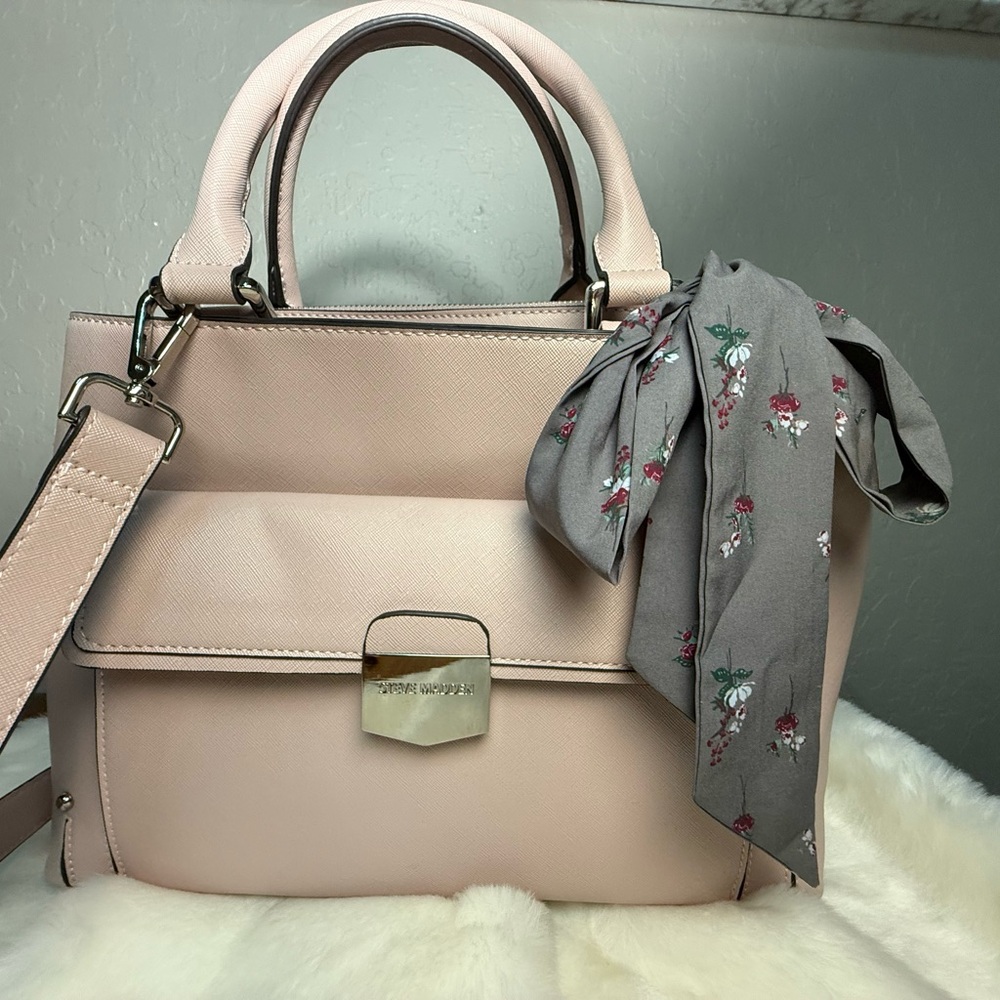 Steve Madden Baby Pink  Satchel/Large Purse with Floral Scarf